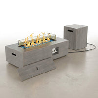 50000 BTU Coating Steel Propane Fire Pit Table in Gray Rectangular Modern Outdoor Gas Fire Table with Tank Holder — Studio Shot