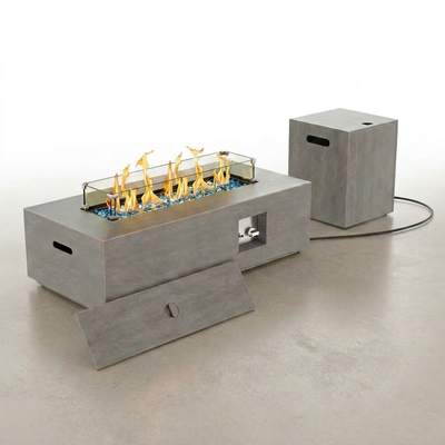 Propane Fire Pit Table Built for Year-Round Use, 50000 BTU Output, Gray Steel Frame, Tank Holder Included