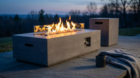 50000 BTU Coating Steel Propane Fire Pit Table in Gray Rectangular Modern Outdoor Gas Fire Table with Tank Holder — Lifestyle