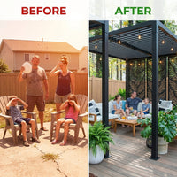 8 Ft. X 8 Ft. Matte Black Aluminum Pergola — Before & After