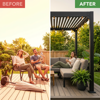 8 Ft. X 8 Ft. Matte Black Aluminum Pergola — Before & After
