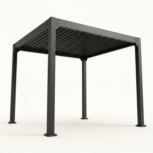 8 Ft. X 8 Ft. Matte Black Aluminum Pergola — Studio Shot