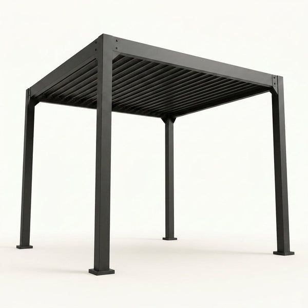 8 Ft. X 8 Ft. Matte Black Aluminum Pergola — Studio Shot