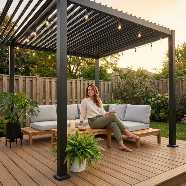 Aluminum Pergola Built for Modern Outdoor Living, 8x8 Ft Matte Black, Premium Powder Coat, Easy Assembly