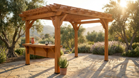 Ashland 10 Ft. X 14 Ft. All Cedar Wood Outdoor Pergola Shade Structure with Bar and Electric — Lifestyle