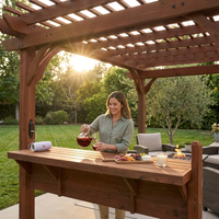 Ashland 10 Ft. X 14 Ft. All Cedar Wood Outdoor Pergola Shade Structure with Bar and Electric — Lifestyle