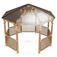 DIY Meridian 12 Ft. Octagon Enclosed Wood Outdoor Patio Gazebo with Brown Hardtop Metal Roof and 36 In. Guard Rail — How It Works