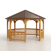 Outdoor Wood Gazebo Built for Year-Round Use, 12 Ft Octagon, Premium Cedar, Metal Hardtop Roof, Guard Rail — Studio Shot