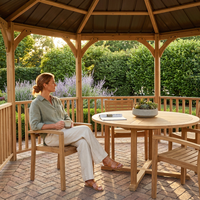 Outdoor Wood Gazebo Built for Year-Round Use, 12 Ft Octagon, Premium Cedar, Metal Hardtop Roof, Guard Rail — Lifestyle